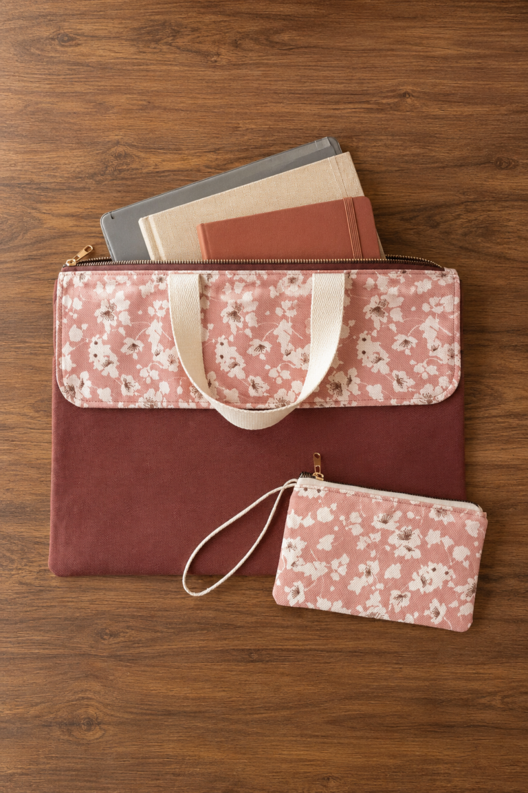 Evrak / NoteBook Çantası - Gül Pembiş
